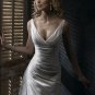 Sexy Deep V-neckline with Sweep Train Taffeta Custom-made Wedding Dress