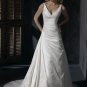 Sexy Deep V-neckline with Sweep Train Taffeta Custom-made Wedding Dress