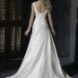 Sexy Deep V-neckline with Sweep Train Taffeta Custom-made Wedding Dress