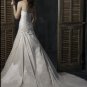 Custom-made Scoop Neckline Appliqued Beaded Taffeta Wedding Dress