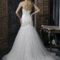Mermaid Halter Appliqued Beaded Satin and Tuller Custom made Wedding Dress