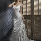 Sheath Spaghetti Strap V-neckline Appliqued Beaded Custom made Wedding Dress