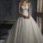Ball Sweetheart Strapless Appliqued Beaded Tuller Custom made Wedding Dress