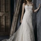 A-line Scoop Neckline Strapless Appliqued Beaded Custom made Wedding Dress