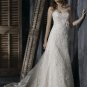 A-line Scoop Neckline Strapless Appliqued Beaded Custom made Wedding Dress