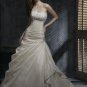 Scoop Neckline Backless Appliqued Beaded Custom made Taffeta Wedding Dress
