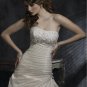 Scoop Neckline Backless Appliqued Beaded Custom made Taffeta Wedding Dress