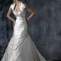 Sheath Scoop Neckline Beaded Lace-up Custom made Taffeta Wedding Dress