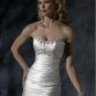 Sheath Scoop Neckline Beaded Lace-up Custom made Taffeta Wedding Dress