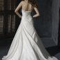 A-line Strapless Appliqued Beaded Custom made Taffeta Wedding Dress