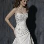 A-line Strapless Appliqued Beaded Custom made Taffeta Wedding Dress