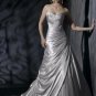 A-line Sweetheart Neckline Strapless Appliqued Taffeta Custom made Wedding Dress