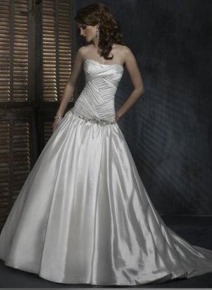 Custom made Ball Scoop Neckline Strapless Beaded Taffeta Wedding Dress