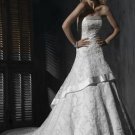 Custom made A-line Straight Neckline Appliqued Beaded Wedding Dress