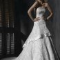 Custom made A-line Straight Neckline Appliqued Beaded Wedding Dress