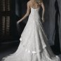 Custom made A-line Straight Neckline Appliqued Beaded Wedding Dress