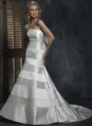Mermaid Straight Neckline Strapless Beaded Bridal Gown