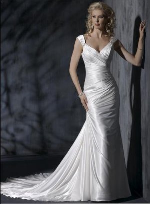 Sexy Sheath V Neckline Backless Bridal Gown