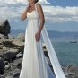 V Neckline Appliqued Beaded Chiffon Bridal Gown