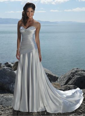 V Neckline Strapless Lace-up Wedding Dress Bridal Gown