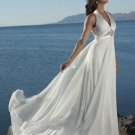 V Neckline Halter Strap Chiffon Wedding Dress Bridal Gown