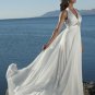 V Neckline Halter Strap Chiffon Wedding Dress Bridal Gown