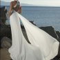 V Neckline Halter Strap Chiffon Wedding Dress Bridal Gown