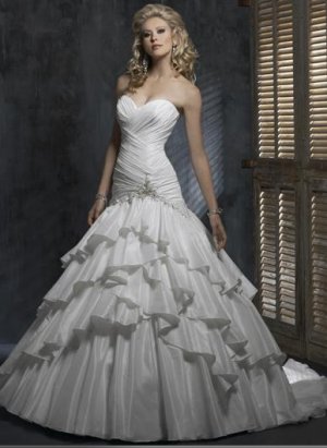 Sweetheat Strapless Backless Beaded Lace-up Taffeta Wedding Dress Bridal Gown
