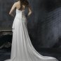 Scoop Neckline Appliqued Beaded Strapless Chiffon Wedding Dress Bridal Gown