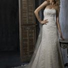 A Line Appliqued Beaded Strapless Wedding Dress Bridal Gown