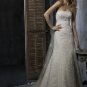 A Line Appliqued Beaded Strapless Wedding Dress Bridal Gown