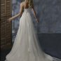 A Line Appliqued Beaded Strapless Wedding Dress Bridal Gown