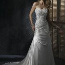 Scoop Neckline Appliqued Beaded Strapless Train Wedding Dress Bridal Gown