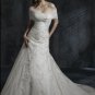 Scoop Neckline Appliqued Beaded Tuller Wedding Dress Bridal Gown