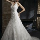 Halter Appliqued Beaded Tuller Wedding Dress Bridal Gown