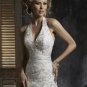 Halter Appliqued Beaded Tuller Wedding Dress Bridal Gown