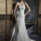 Sweetheart Neckline Strapless Appliqued Beaded Tuller Wedding Dress Bridal Gown