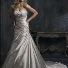 Scoop Neckline Appliqued Beaded Taffeta Wedding Dress Bridal Gown