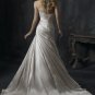 Scoop Neckline Appliqued Beaded Taffeta Wedding Dress Bridal Gown