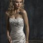 Scoop Neckline Appliqued Beaded Taffeta Wedding Dress Bridal Gown