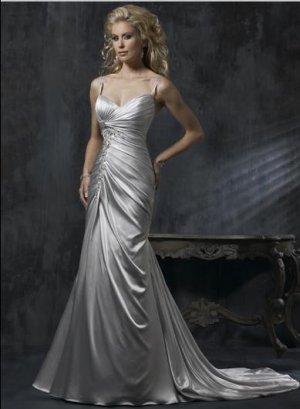 Sexy Spaghetti Strap Backless Appliqued  Wedding Dress Bridal Gown