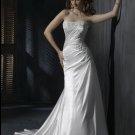 Sheath Strapless Appliqued Beaded Taffeta Wedding Dress Bridal Gown