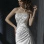 Sheath Strapless Appliqued Beaded Taffeta Wedding Dress Bridal Gown