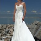 V-neckline Beaded Strapless Chiffon Wedding Dress Bridal Gown