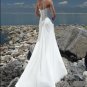 V-neckline Beaded Strapless Chiffon Wedding Dress Bridal Gown