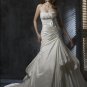 Scoop Neckilne Appliqued Beaded Taffeta Wedding Dress Bridal Gown