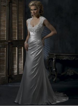 Mermaid Appliqued Beaded Taffeta Wedding Dress Bridal Gown