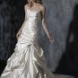 Scoop Neckline Appliqued Beaded Strapless Lace-up Taffeta Wedding Dress Bridal Gown