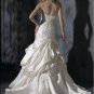 Scoop Neckline Appliqued Beaded Strapless Lace-up Taffeta Wedding Dress Bridal Gown