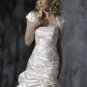 Scoop Neckline Appliqued Beaded Strapless Lace-up Taffeta Wedding Dress Bridal Gown